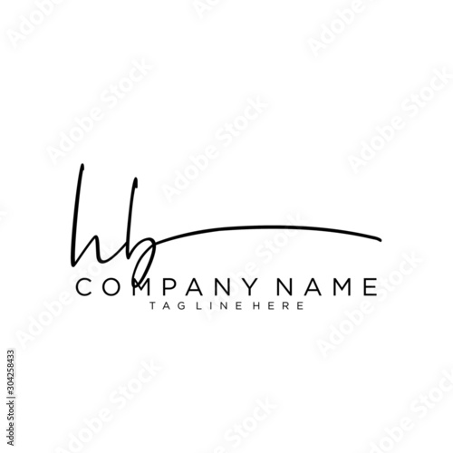 Initial letter HB Signature handwriting Logo Vector	