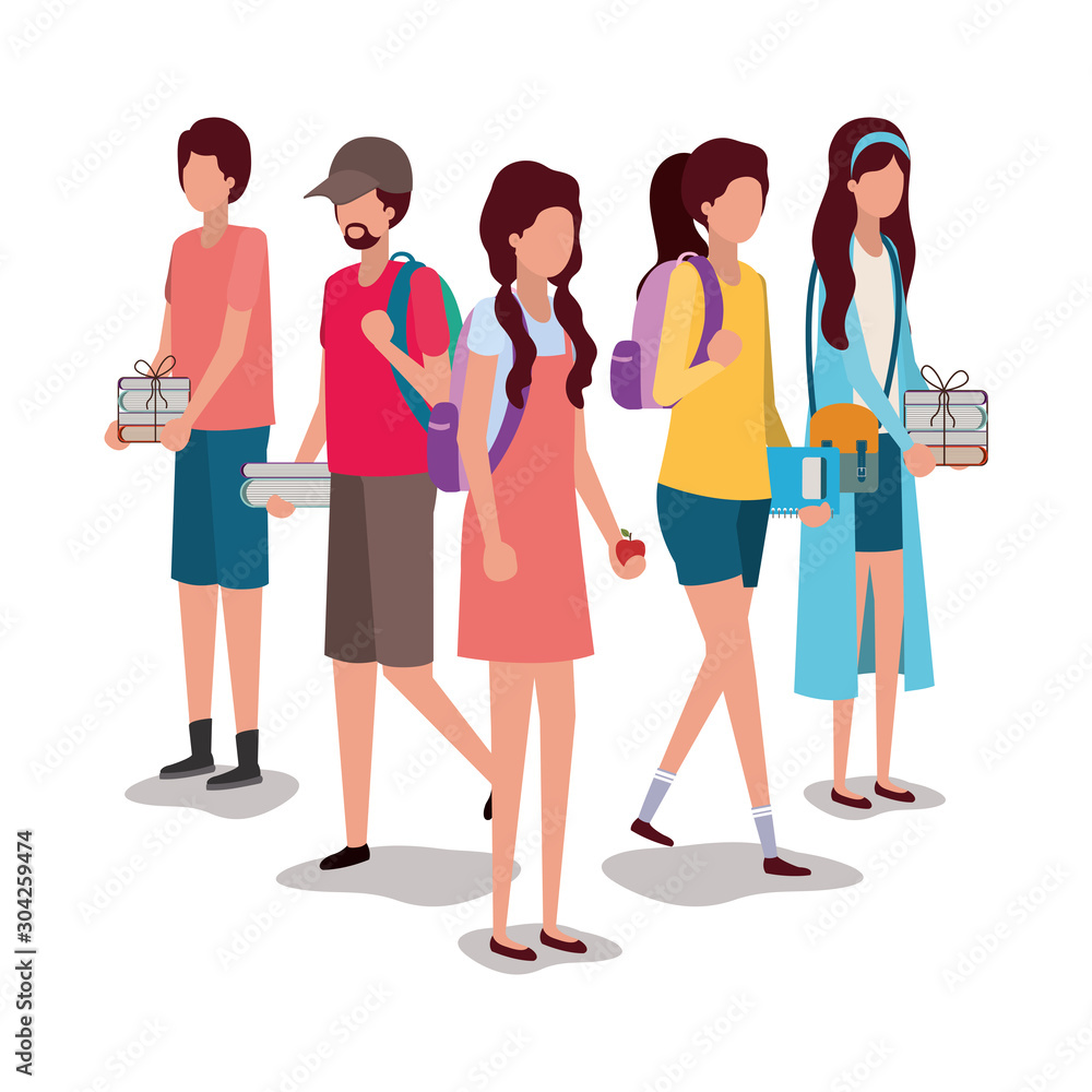 Obraz premium School students kids vector design