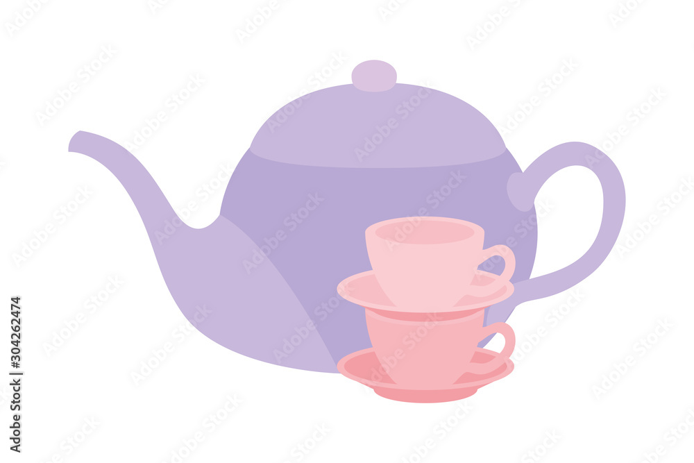 Isolated tea kettle and cups vector design Isolated tea kettle and cups vector design