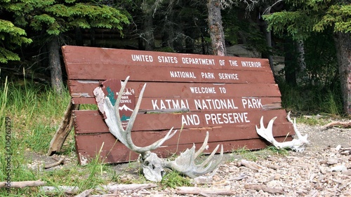 Katmai national park sign.