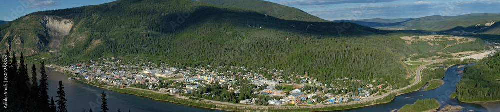 Panorama of Dawson City, Yukon on the Yukon & Klondike Rivers.