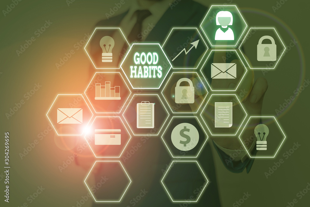 Handwriting text Good Habits. Conceptual photo behaviour that is beneficial to one s is physical or mental health