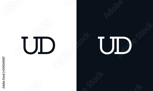 Creative line art letter UD logo. This logo icon incorporate with two letter in the creative way.