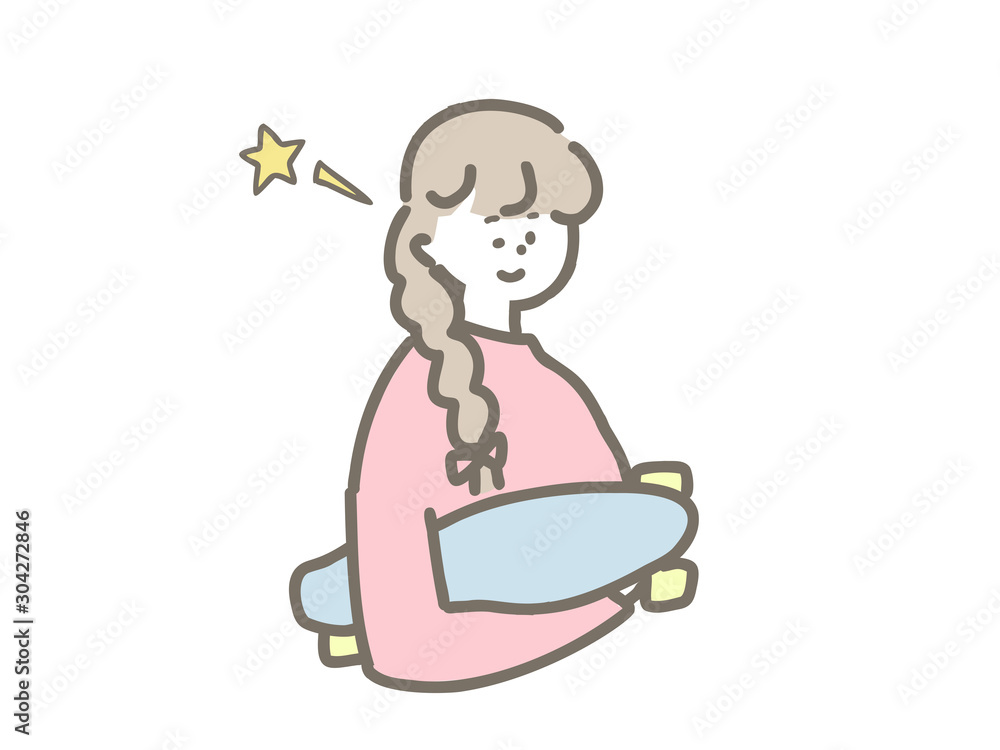 Fototapeta premium ミニクルーザーを持った女の子