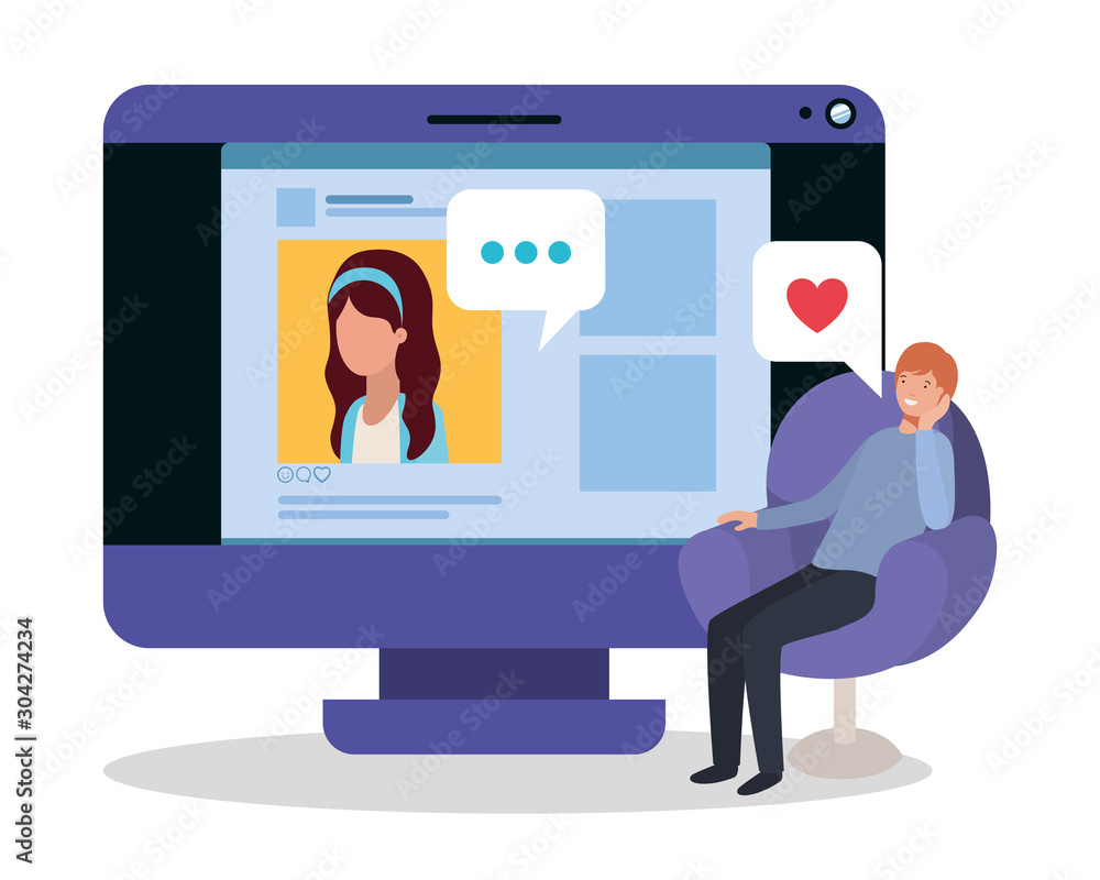 Digital computer and people vector design Digital computer and people vector design