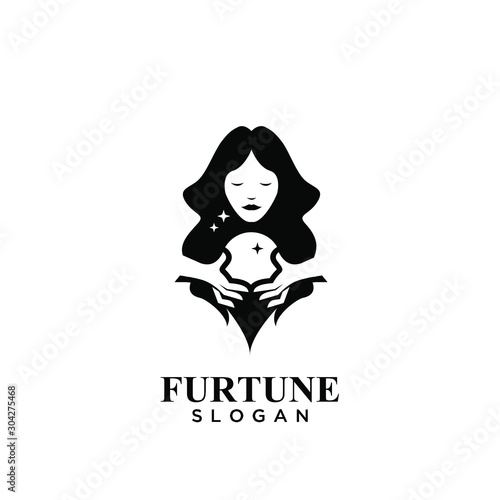 lady fortune teller logo icon design vector illustration