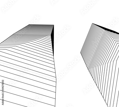 Abstract modern architecture building 3d