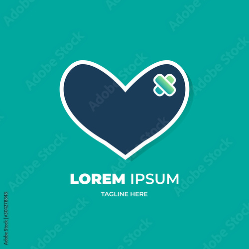 Love and health logo with modern gradient style fresh and futuristic. Adaptable for healthcare brand, hospital rebranding. Ready to use. Vector Illustration EPS 10