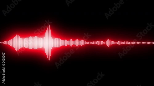 Glowing red electronic disco music audio rhythm wave frequency equalizer - looped