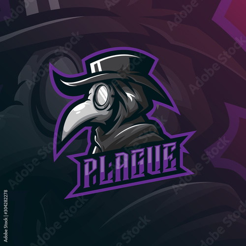 plague doctor mascot logo design vector with modern illustration concept style for badge, emblem and tshirt printing. doctor plague illustration.
