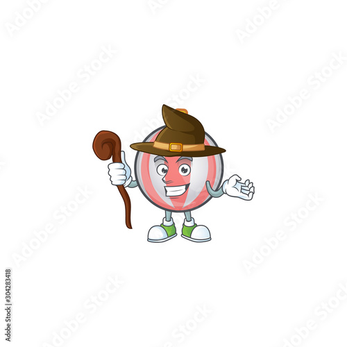 Mascot a witch in cartoon christmas ball