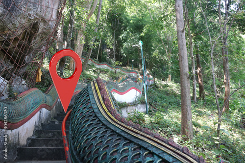 Loation or red pin indicating the location according to various tourist attractions in Thailand, 3D illustrations – illustrations