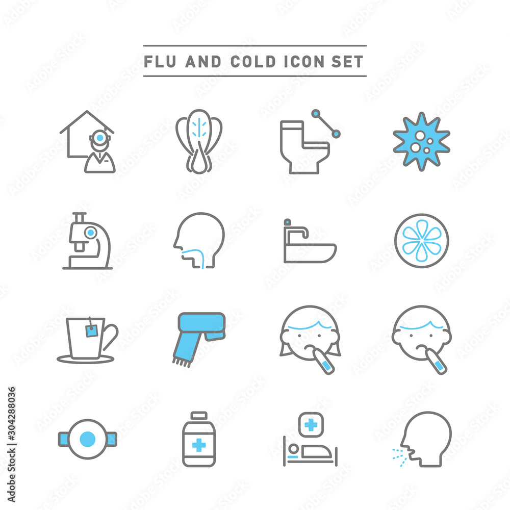 FLU AND COLD ICON SET FLU AND COLD ICON SET