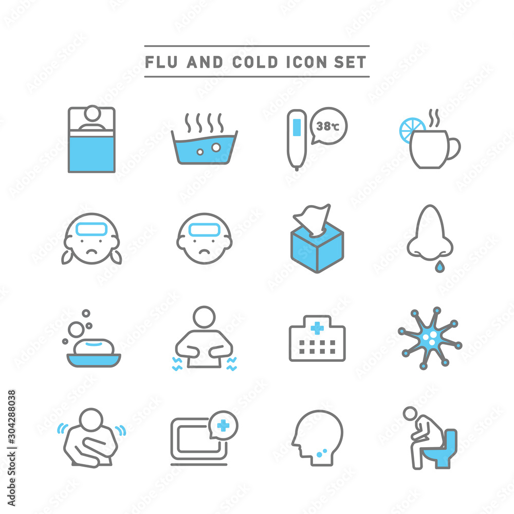 FLU AND COLD ICON SET FLU AND COLD ICON SET