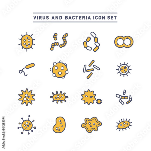 VIRUS AND BACTERIA ICON SET