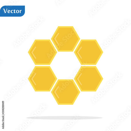 Honey comb hexagonal pattern flat vector color icon for apps and websites. Honeycomb icon on white background. flat style design