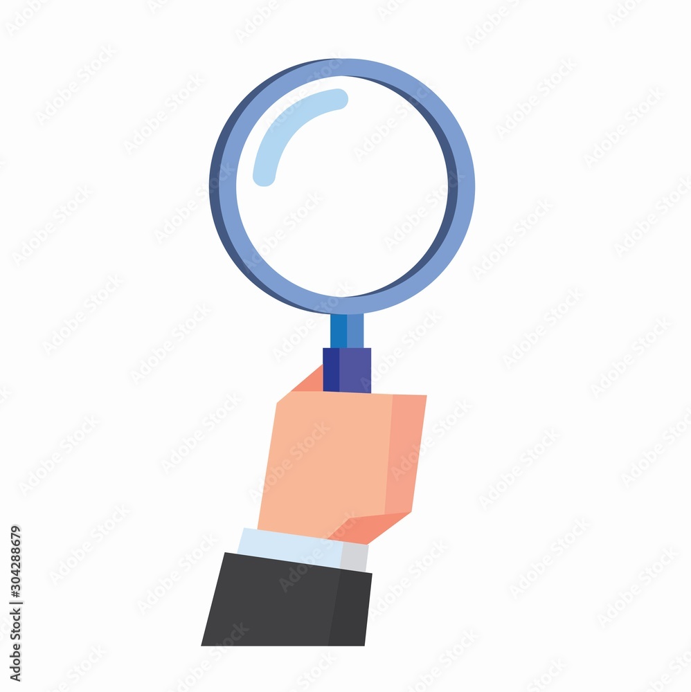 hand holding magnifying glass in low poly flat illustration vector hand holding magnifying glass in low poly flat illustration vector