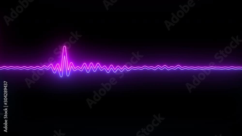 Music frequency interface of pink and purple neon disco scribble line - looped