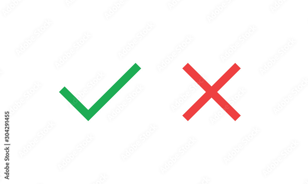 Obraz premium Check marks. Tick and cross vector icons. Yes and No symbols.