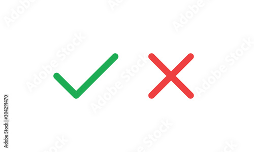 Check marks. Tick and cross vector icons. Yes and No symbols.