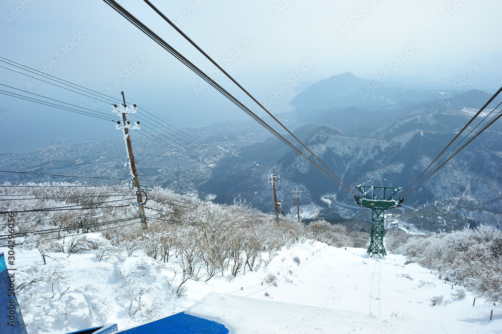 鶴見岳の積雪 鶴見岳の積雪