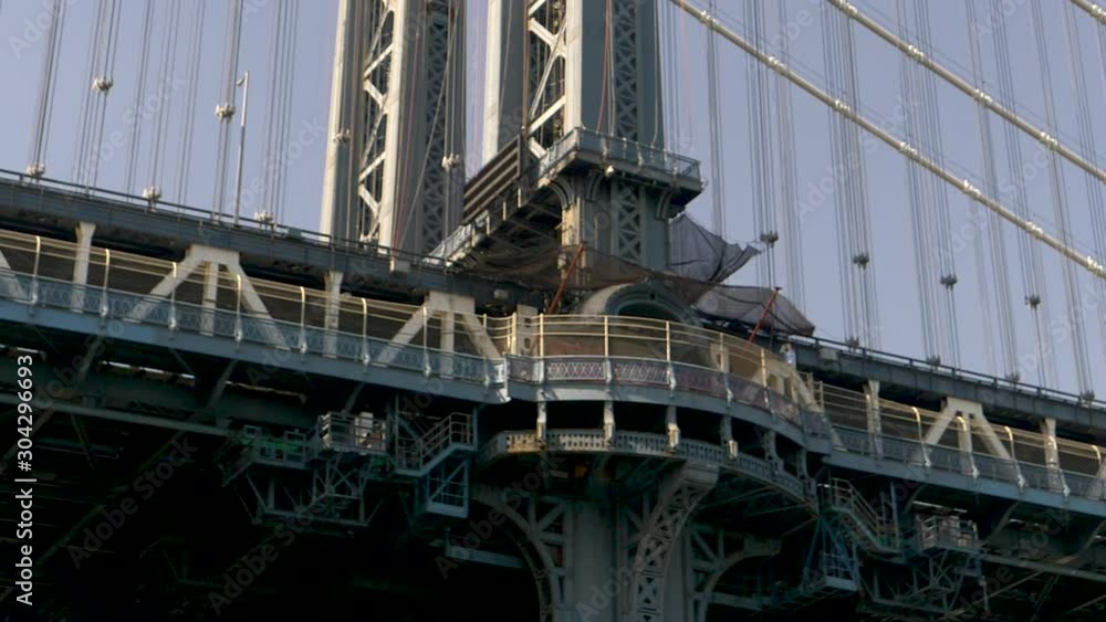 Steady Zoomed in View of the center of one of the Manhattan Bridge's Towers in NYC Steady Zoomed in View of the center of one of the Manhattan Bridge's Towers in NYC