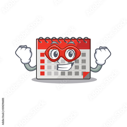 Character calendar isolated with in cartoon super hero