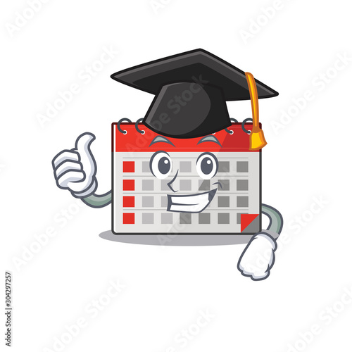 Character calendar isolated with in cartoon graduation hat