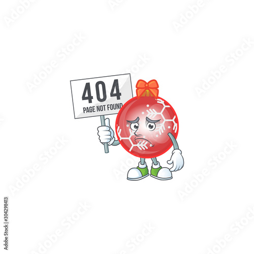 Red christmas ball cartoon with pouting bring board mascot