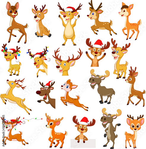 Cartoon reindeer Christmas collection set