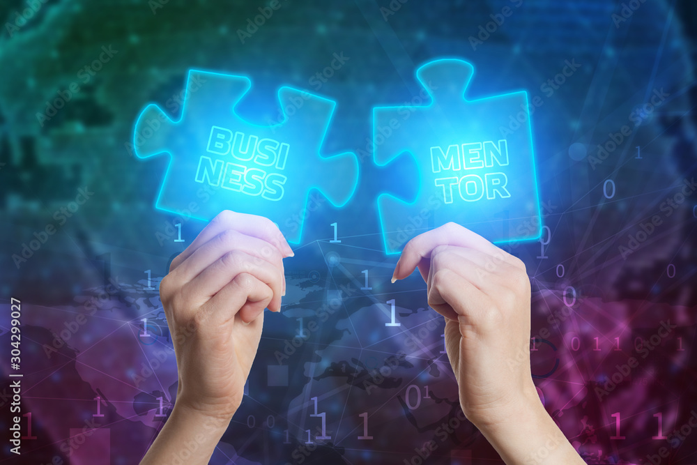 The concept of business, technology, the Internet and the network. Business solutions, success and strategy concept. Businessman hand connecting jigsaw puzzle. Business mentor The concept of business, technology, the Internet and the network. Business solutions, success and strategy concept. Businessman hand connecting jigsaw puzzle. Business mentor
