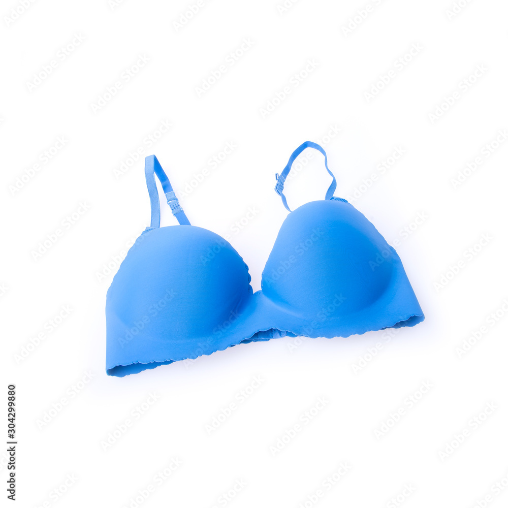 bra or blue colour bra on white background.