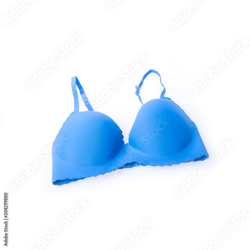 bra or blue colour bra on white background.