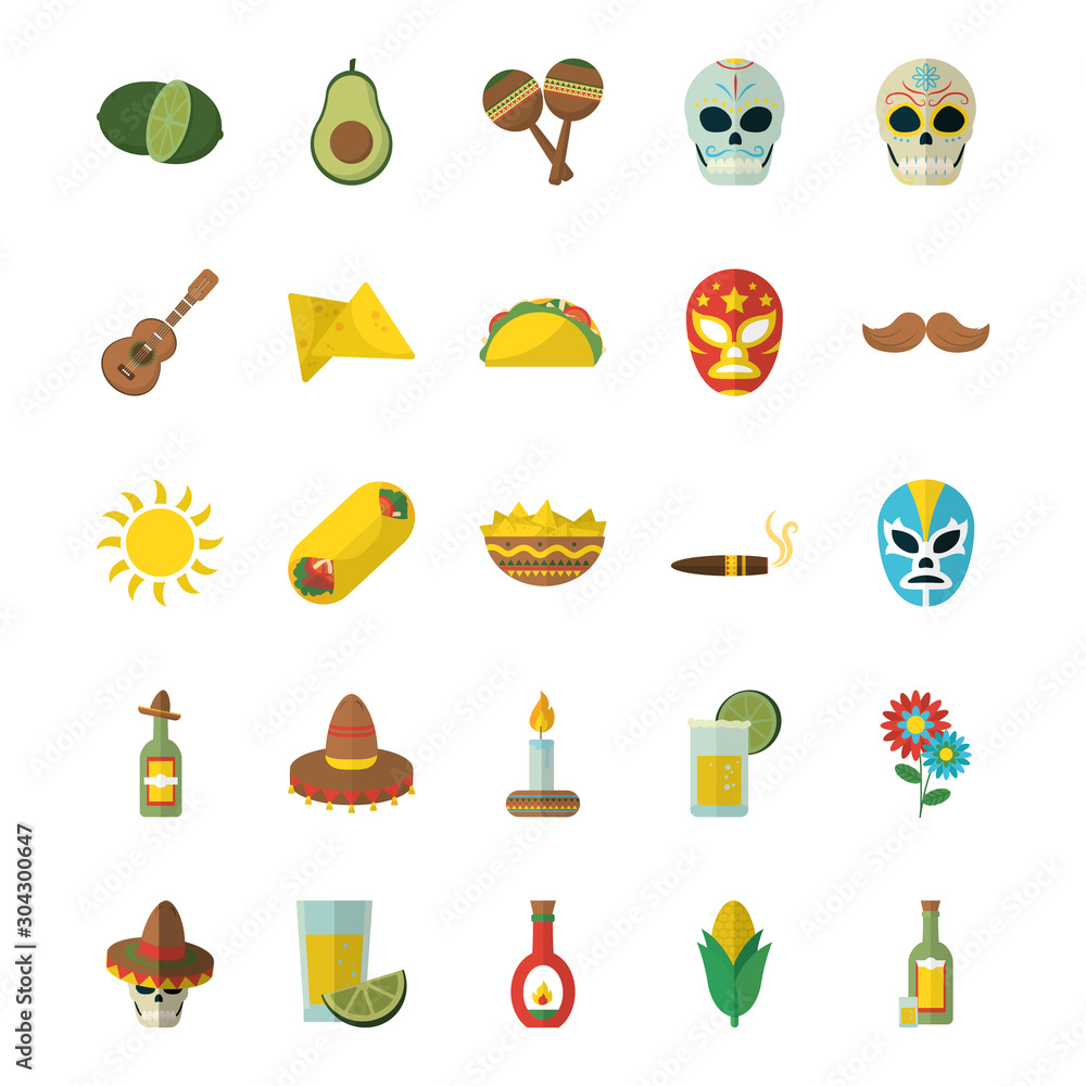 Isolated mexican icon set vector design Isolated mexican icon set vector design