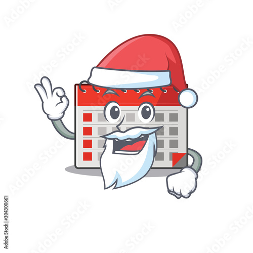Mascot calendar with the a cartoon santa claus