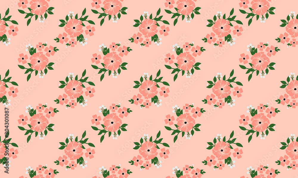 Elegant peach flower wallpaper on bright peach background.