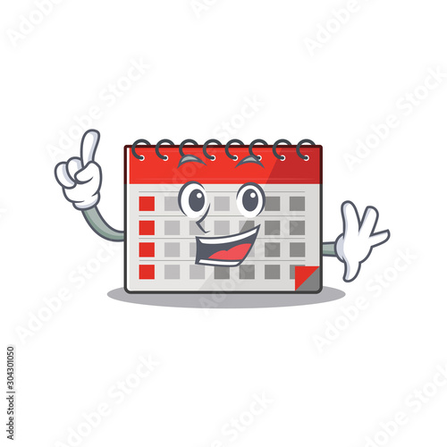 Mascot calendar with the a cartoon finger