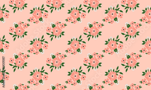Elegant peach flower wallpaper on bright peach background.