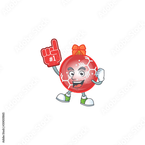Cartoon red christmas ball with character foam finger