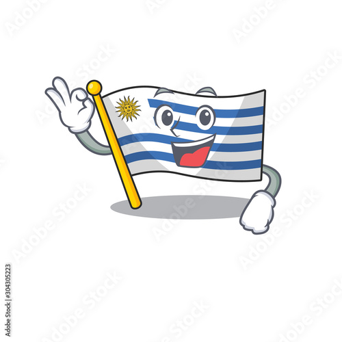 Cartoon flag uruguay isolated in character okay
