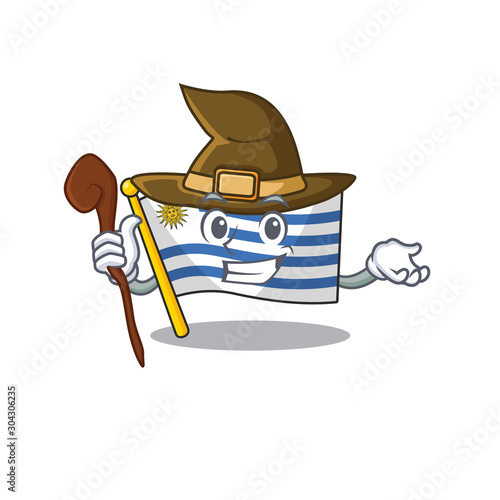 Flag uruguay cartoon with in witch character