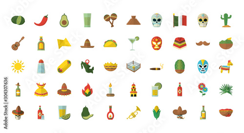 Isolated mexican icon set vector design