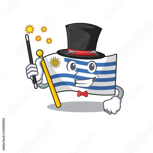 Mascot flag uruguay with in magician character