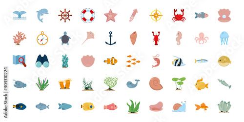 Isolated sea icon set vector design © grgroup