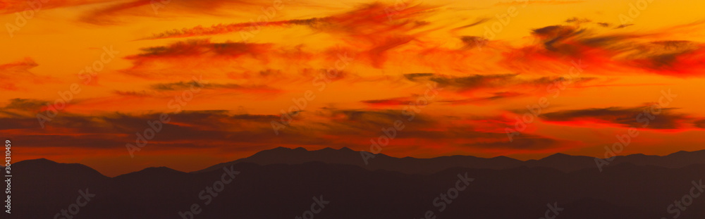 Mountain layers in the Appalachians under beautiful sunset light