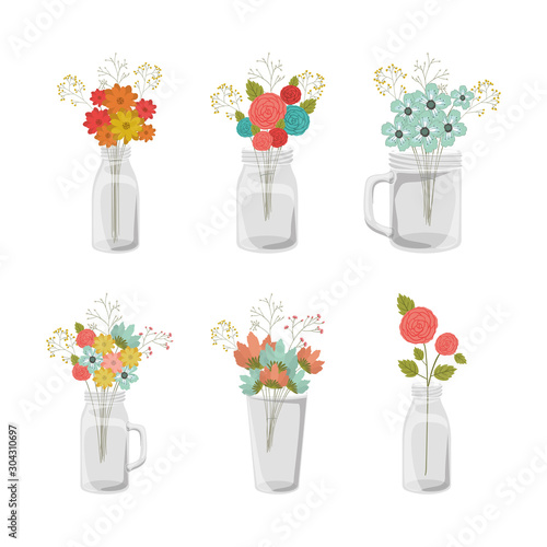 Flowers inside vase vector design