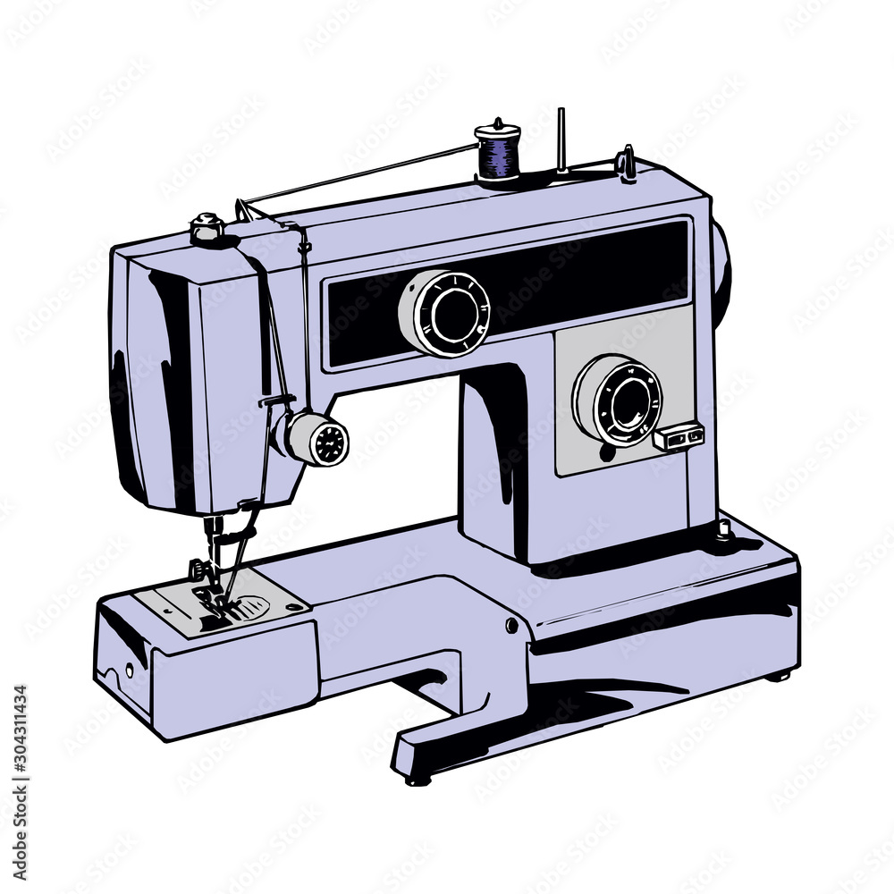 Sewing machine retro sketch for your design Sewing machine retro sketch for your design
