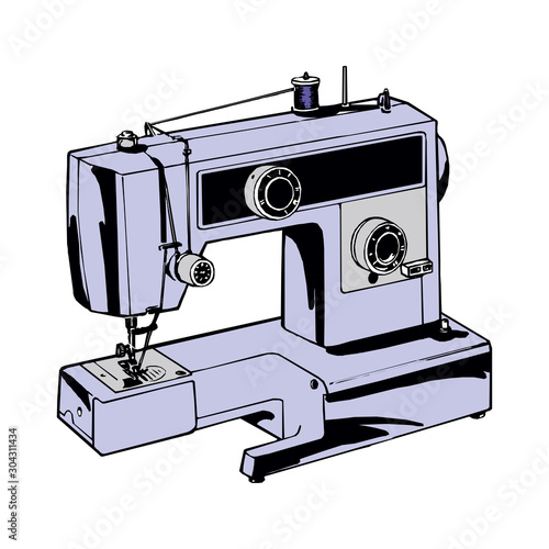 Sewing machine retro sketch for your design