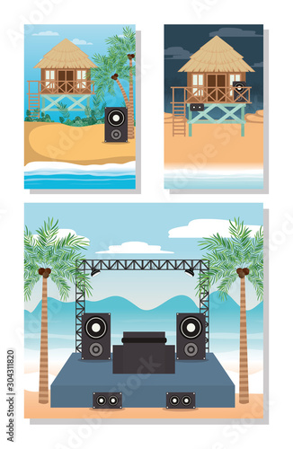 Summer and beach concert vector design