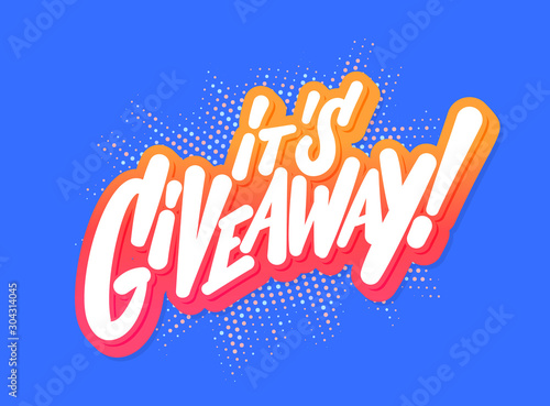 Giveaway banner. Vector lettering.